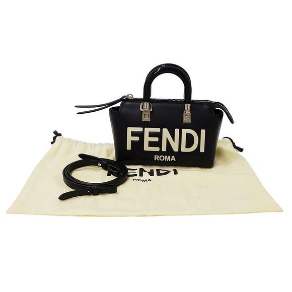 Fendi Bag Women's Brand Handbag Shoulder Bag 2way Leather By-the-way Mini Black - Picture 6 of 14